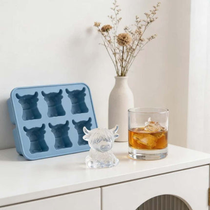 Mini Highland Cow Ice Cube Mold, Cute 3D Silicone Ice Cube Tray