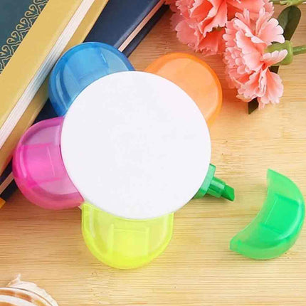 5 in 1 Flower Shaped Highlighter Pen, Multi-Colour Novelty Art Craft Stationery
