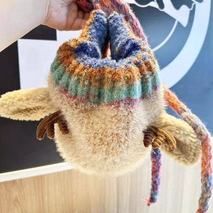 2-in-1 Festive Reindeer Antler Knit Beanie Convertible Hat & Pouch