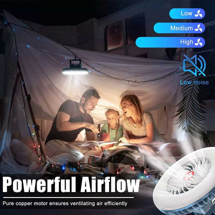 Portable Solar 1200mAh Outdoor Camping Fan LED Light Tent Lantern USB Rechargeable W/ Hook
