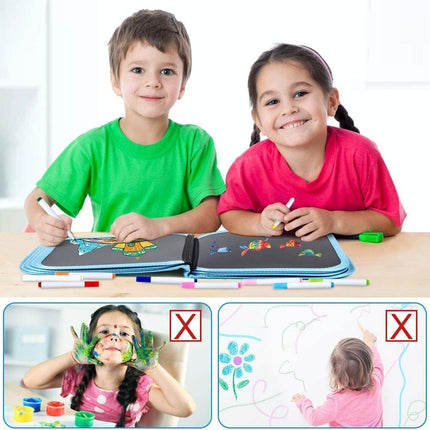 Kids Magic Drawing Painting Book Children DIY Coloring Board With Water Chalk