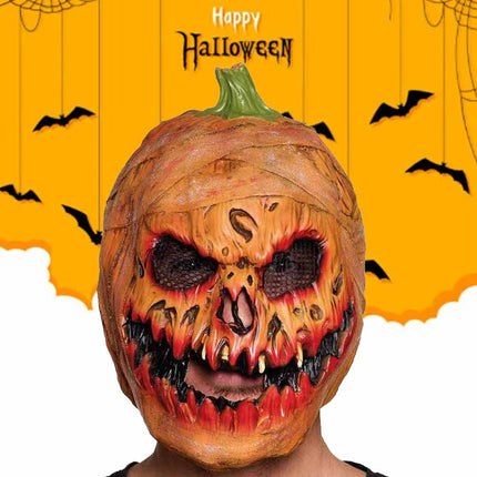 Adult Latex Pumpkin Head Mask Scary Halloween Horror Fancy Dress