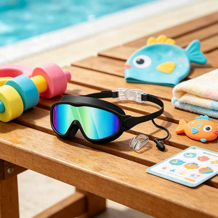 Adjustable Kids Anti-Fog Swimming Goggles, Pool Swim Glasses for Boys & Girls, Black