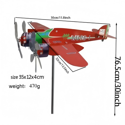 Airplane Wind Spinner Compass Weather Vane Yard Garden Decor