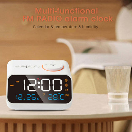 LED Digital Alarm Clock Time Calendar Temperature FM Radio Snooze Desk Clocks