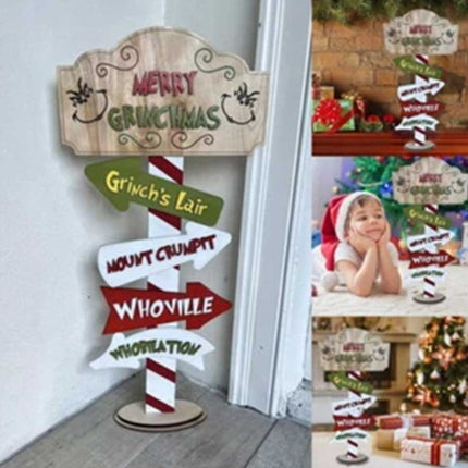 25cm Grinch & Whoville Christmas Tabletop Decoration – Merry Christmas Themed Stand for Xmas Home Decor