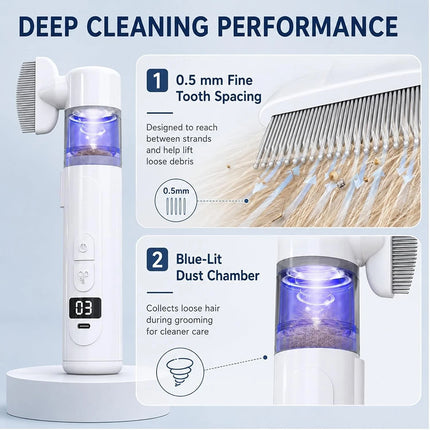 2-in-1 Electric Pet Flea Comb, Rechargeable Detangling & Lice Removal Brush for Pets