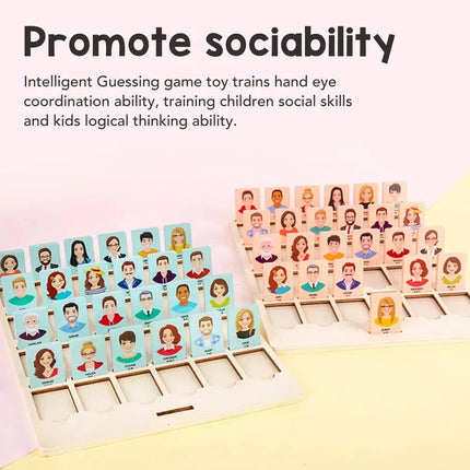 Wooden Guessing Who Board Game Logical Thinking Training Educational Toy