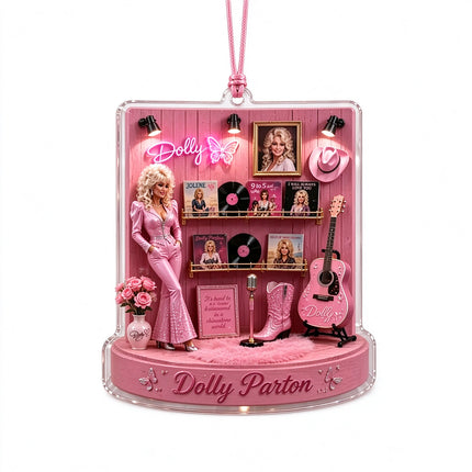 Xmas Tree‑Hanging 2D Acrylic Ornament, Country‑Music Themed Holiday Keepsake Decoration Gift