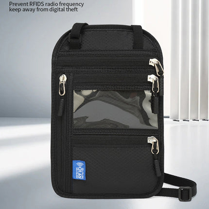 RFID Blocking Neck Passport Holder Anti-Theft Travel Document Wallet