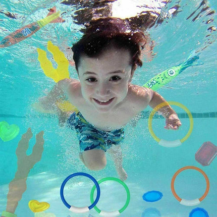 19pcs Kids Underwater Diving Toys Dive Ring and Seaweeds Swimming Pool Toy Game