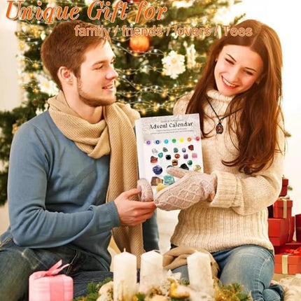 Christmas Crystal Advent Calendar 2025 - 24 Healing Crystals Mineral Countdown Gift Box