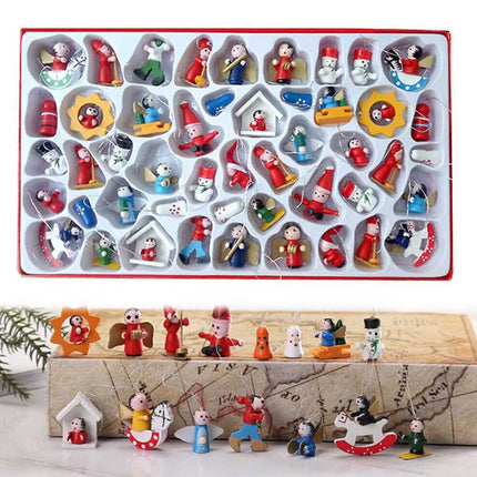 Pendant Miniature Wooden Christmas Tree Decor Figures Hanging Xmas Ornament Set
