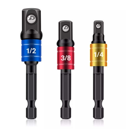 3X Socket Adaptor Set Driver Hex Shank Drill Bits 1/2" 1/4" 3/8" Impact Extension