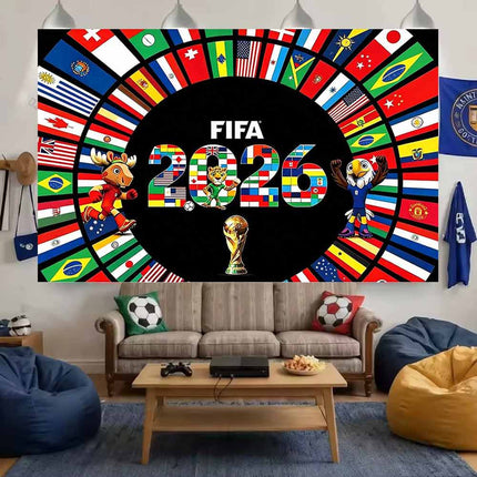 Football National Flag Wall Tapestry, Fan Party Decor Hanging Cloth 180x110CM
