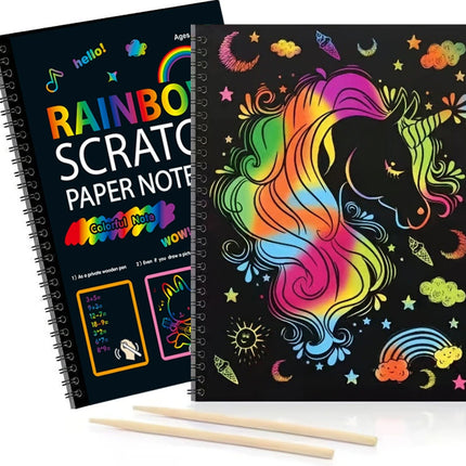 2x Scratch Art Book Magic Rainbow Coloring Book with Scribble Board