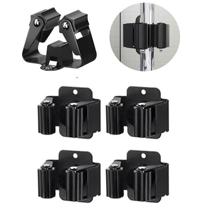 4pcs Stainless Steel Broom Hanger Wall Mounted Mop Holder Home Mop Storage Clip