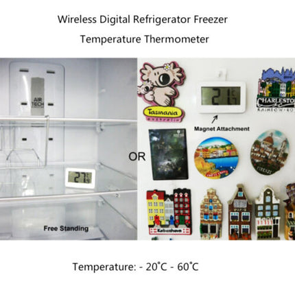 Digital Fridge / Freezer Thermometer -- Waterproof, LCD, Wireless & Hanging Hook