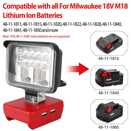 3"Car Wireless LED Work Light Portable For Milwaukee 18V Flood LED Fog Light