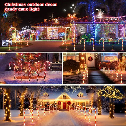 5IN1 Christmas Red LED Cane Lights Solar-Powered Outdoor Candy Path Garden Decoration