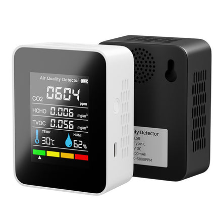5 in 1 Air Quality Monitor CO2 TVOC HCHO Detector Temp Humidity USB Rechargeable