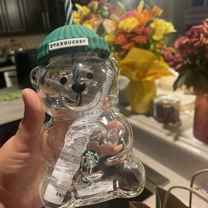 2026 Limited Edition Barista Style Star Bear Glass Cup 20Oz with Straw - Brand New Gift Edition