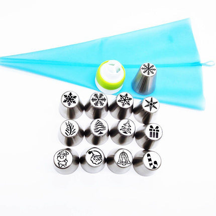 15pcs/set Christmas Nozzle Cake Decor Piping Icing Snowflake Nozzles Tip Cream