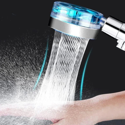 High Pressure Turbo Fan Drive Jet Shower Head - Water Saving with 3 Replacement Filters 360° Rotation