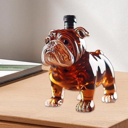 Novelty Bulldog Shaped Whiskey Decanter Unique Liquor Bottle