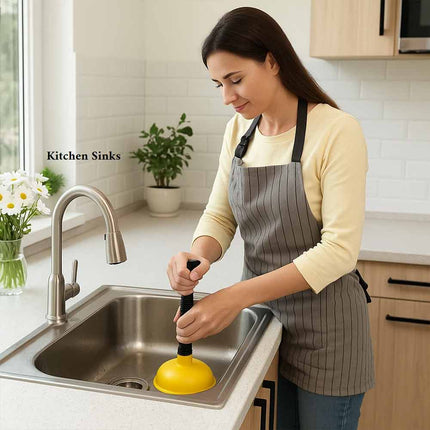 Mini Sink Drain Plunger, Compact Small Drain Unclogger for Bathroom Sink, Kitchen Sink & Shower Drain Clogs