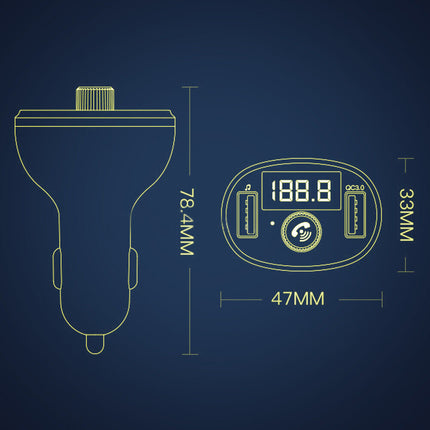 Bluetooth 5.0 Radio Car Kit Wireless FM Transmitter Dual USB Charger MP3 Player