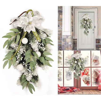 Christmas Door Wreath Xmas Home Room Wall Hanging Garland Flower Party Decor