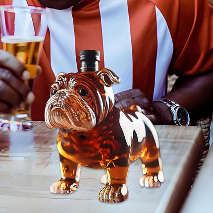 Novelty Bulldog Shaped Whiskey Decanter Unique Liquor Bottle