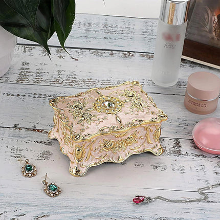 Vintage Alloy Jewellery Box, Trinket Organiser, Ring Necklace Storage Case, Gift Present