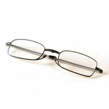 Compact Folding Reading Glasses Black Frame with Case +1.5 +2.0 Mens