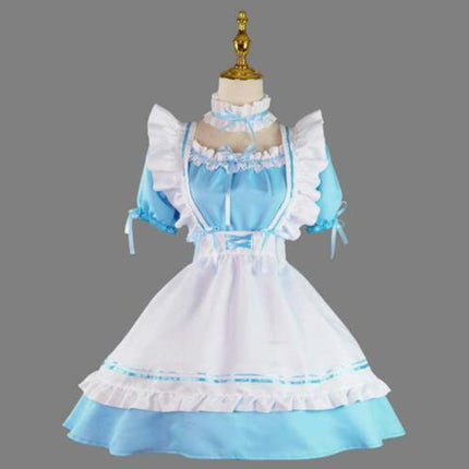 6Pcs Women French Maid Costume, Cute Lolita Anime Cosplay Outfit for Party