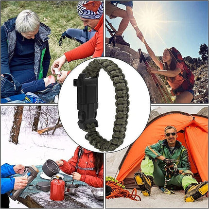 5-in-1 Paracord Survival Bracelet 7-Core Woven, Emergency Lifesaving Wristband for Outdoor Adventures