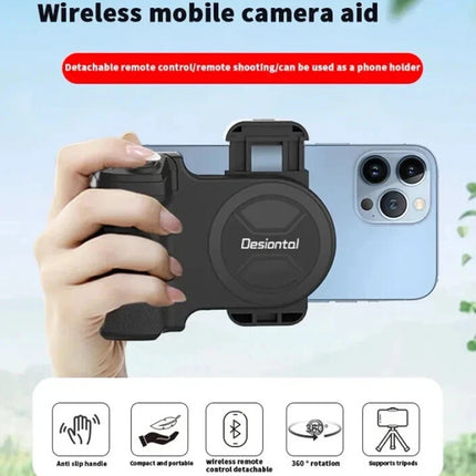 Clip Style Bluetooth Phone Camera Handle Grip, Portable Selfie Stabilizer with Remote Shutter