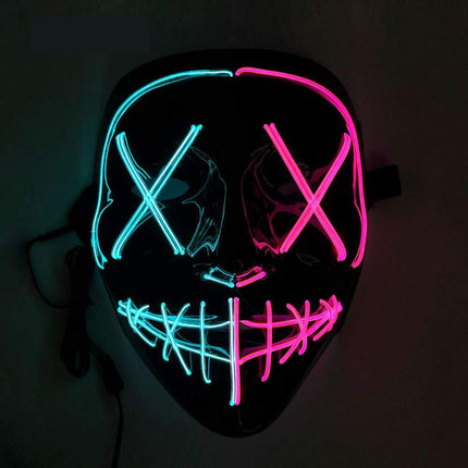 LED Purge Mask, Glow in The Dark Light Up Halloween Scary Mask for Rave Festival Costume