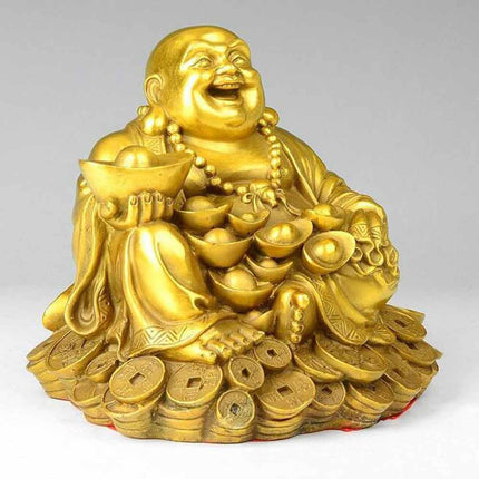 7CM Laughing Buddha Statue Figurine Carrying Golden Ingot Feng Ornaments