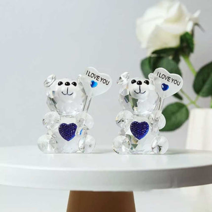 Crystal Bear Figurine with Love Sign Desktop Ornament