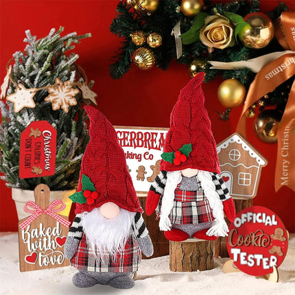 2Pcs Christmas Gnome Plush Dolls Xmas Dwarf Elf Home Decor Ornaments
