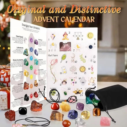 Christmas Crystal Advent Calendar 2025 - 24 Healing Crystals Mineral Countdown Gift Box