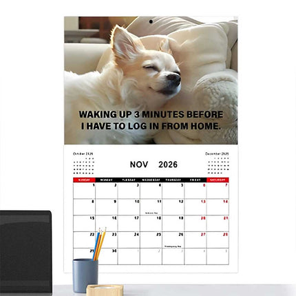 2026 Funny Desk Dogs Calendar, Month-to-View Hanging Dog Calendar for Home & Office