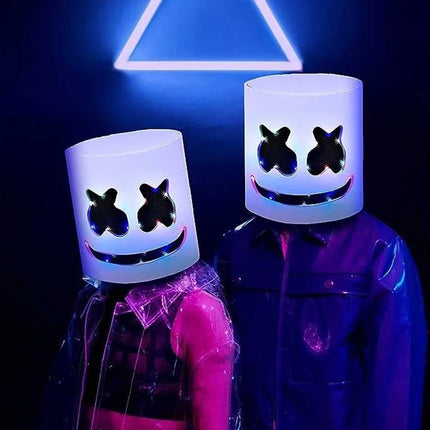 Marsh Mello-DJ Face Mask Helmet Cosplay Marshmallow Bar Music Party Costume Mask