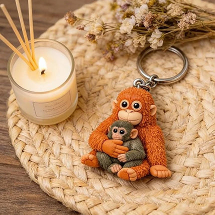 3D Printed Punch The Monkey Keychain, Cute Plush Hanging Pendant Key Ring