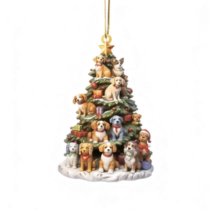 2D Christmas Tree Dog Acrylic Ornament Pendant,Gift for Dog Lovers & Xmas Car Hanging Decor
