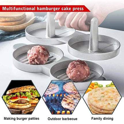 Double Burger Press Hamburger Maker Non-Stick Aluminum Beef Patty Mold for BBQ