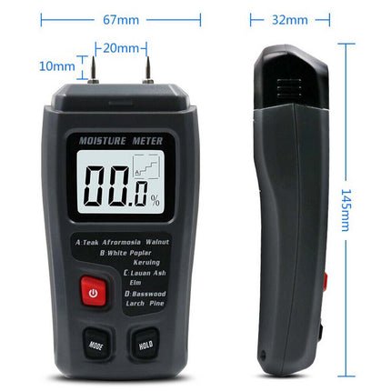 Wood Moisture Meter 2 Pin Damp Detector Digital LCD Firewood Analyzer Tester