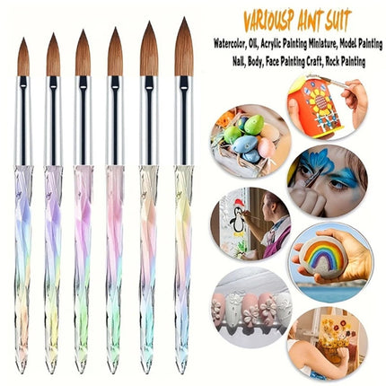 6Pcs/Set Acrylic Powder Brushes - Kolinsky Sable Brushes New Nail Art Brush Set